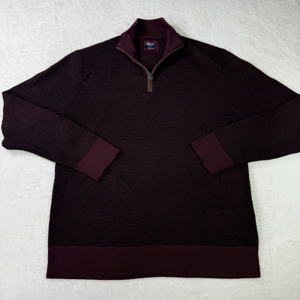 Untuckit 1/4 Zip Sweater Birdseye Merino Wool Mens Small Red Soft Pullover Golf